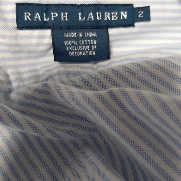 Ralph Lauren Slim Fit Cotton Button Down Blue and White Striped Size 2 - Picture 8 of 8